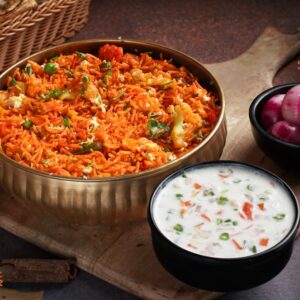 Vegetable Pulao with raita